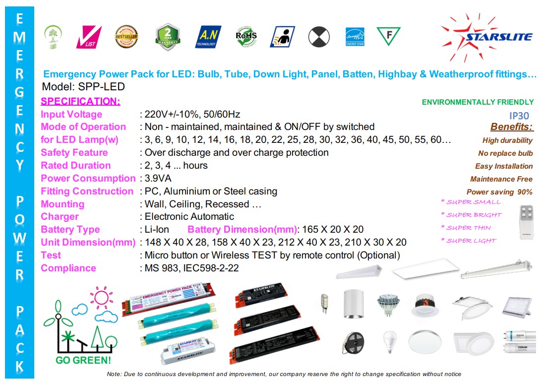 BỘ LƯU ĐIỆN LED TUBE STARSLITE SPP-LED 9W-18W