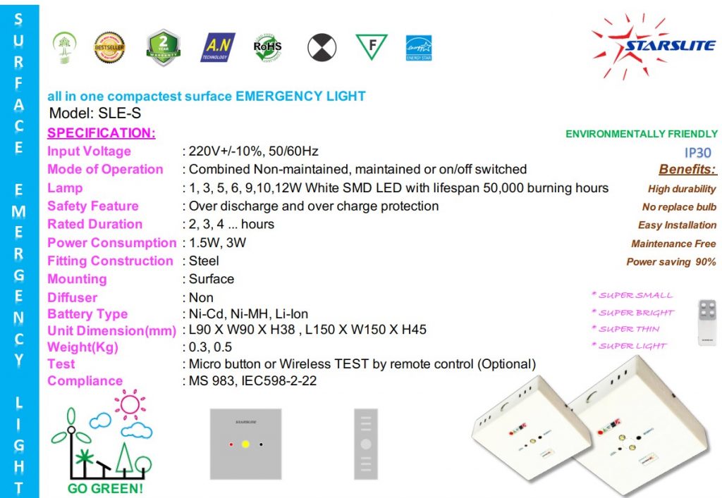 ĐÈN KHẨN CẤP STARSLITE SLE-S 3W-6W