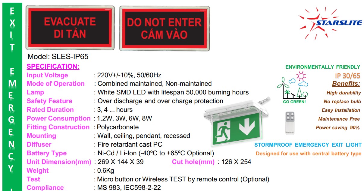 ĐÈN CẢNH BÁO CẤM VÀO STARSLITE IP65