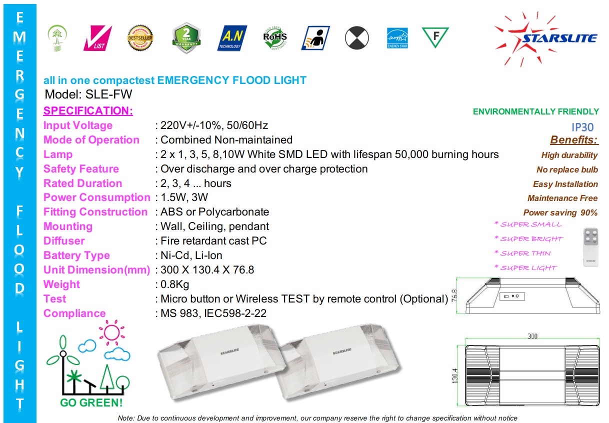 ĐÈN KHẨN CẤP STARSLITE SLE-FW 2x3W