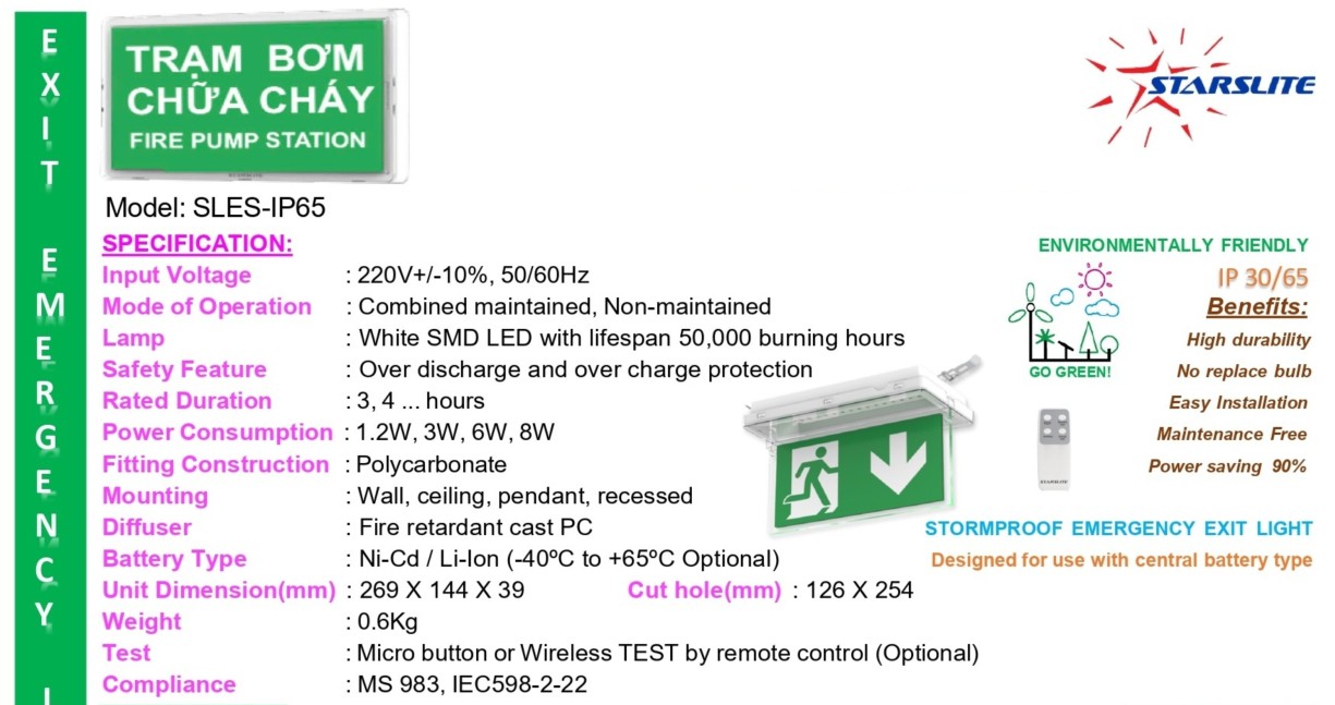ĐÈN BÁO TRẠM BƠM CHỮA CHÁY STARSLITE SLES-IP65